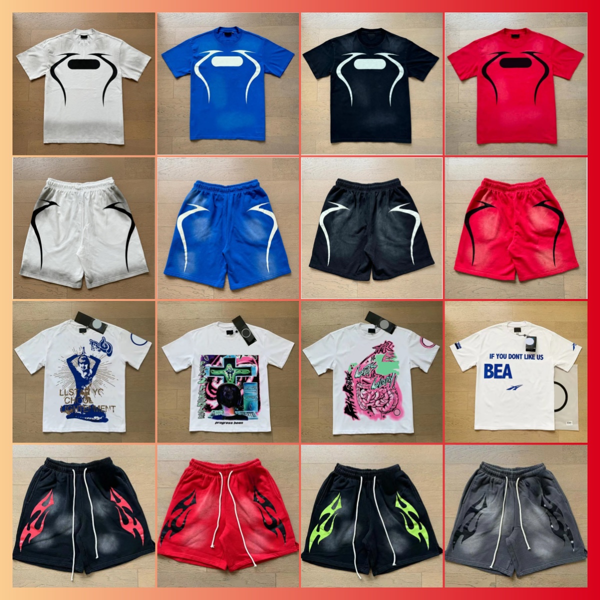 Tshirts Shorts sets mens t shirt short designer tshirts for men women short sleeve High Quality Streetwear Men Graffiti Tee printed cotton Loose tshirt plus