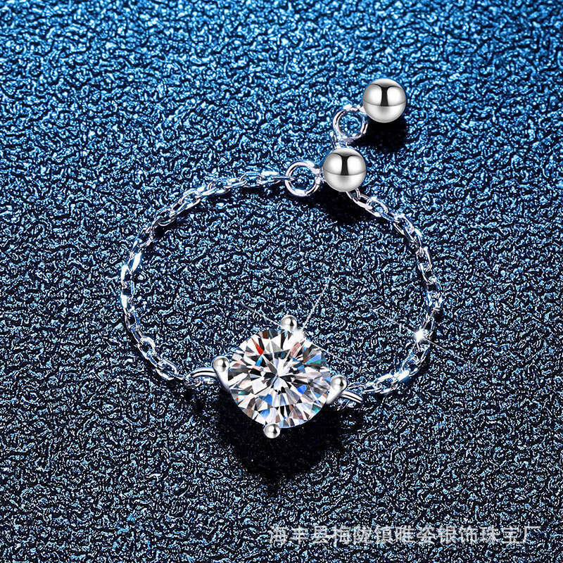 Trendy Mermaid Moissanite S Sterling Silver Adjustable Design Niche Light Luxury Women's Ring 25f