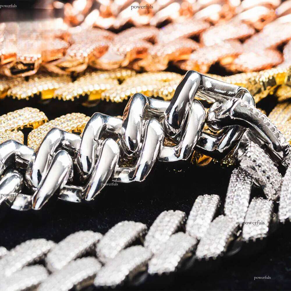 Designer Jewelry Popular Link Chain Hip Hop 14mm 15mm 20mm D VVS1 Round Brilliant Cut Pass Dia Tester Moissanite Cuban Necklace Men for