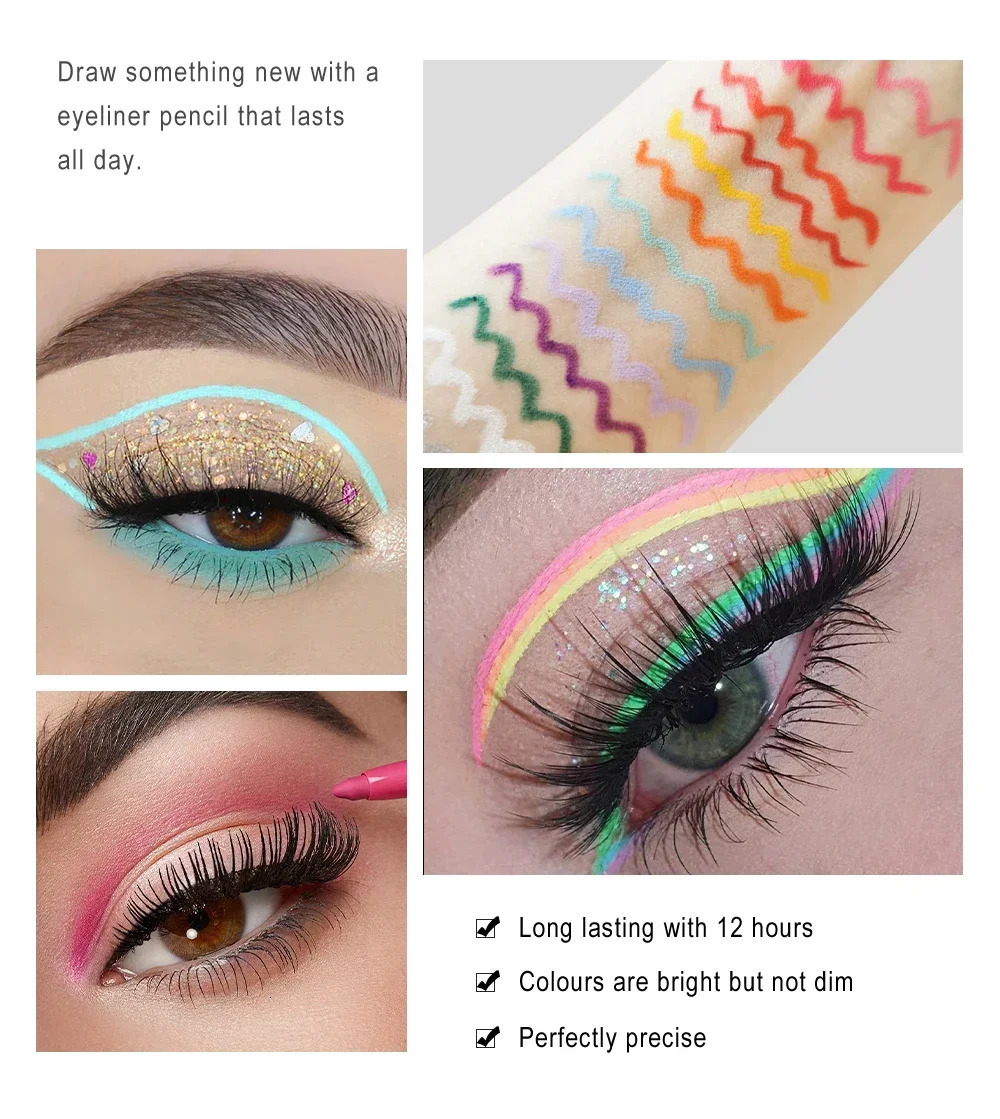 Matte Colorful Eye Liner Pen Cream 20 Colors Eyeliner Gel Pencils Option Easy To Wear Make Up Cosmetics White Yellow Blue Purple 250717