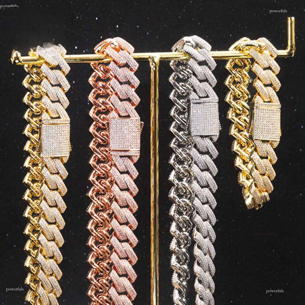 Designer Jewelry Popular Link Chain Hip Hop 14mm 15mm 20mm D VVS1 Round Brilliant Cut Pass Dia Tester Moissanite Cuban Necklace Men for