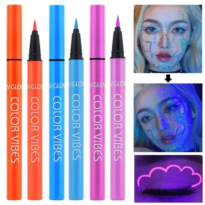 UV GLOW Vibrant 8pcs Fluorescent Eyeliner Pencil SetMatte Glow Waterproof Sweatproof Quick-Dry for Chrismas Haloween Party 250716