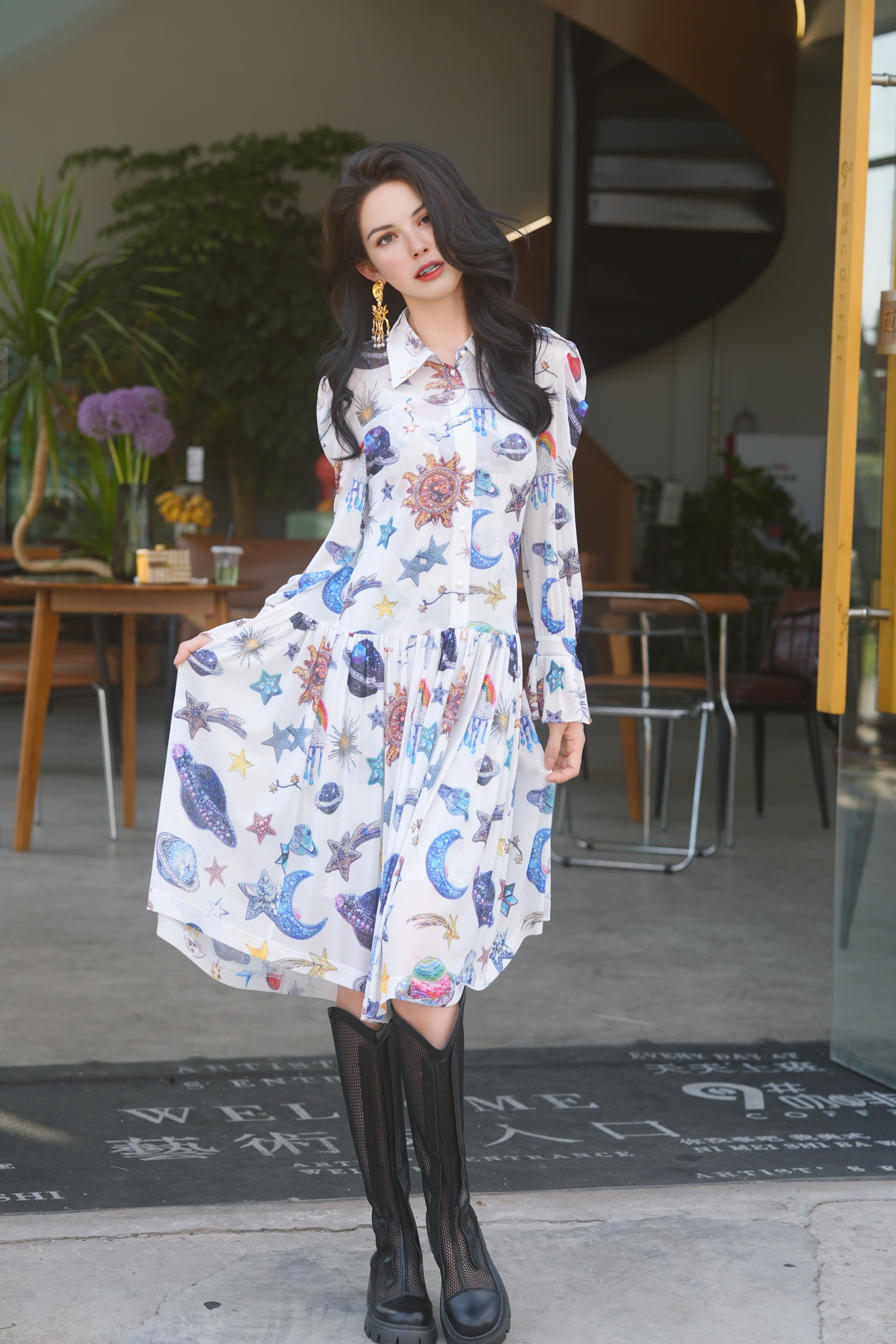 HZHJ New Original Designer Star River Dream Weaving Set Skirt Looks White and Thin, High end, Light Luxury and Western Style