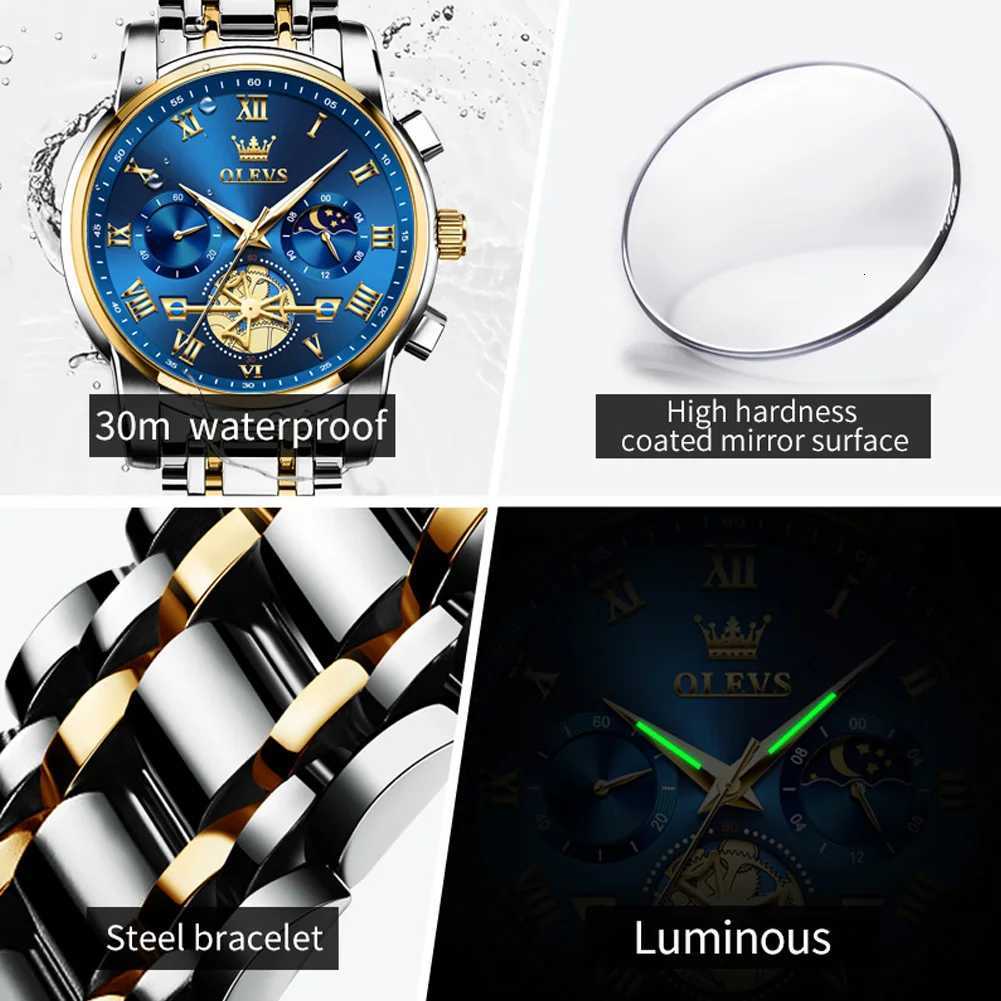 OLEVS Top Brand Mens Watches Classic Roman Scale Dial Luxury Wrist Watch for Men Original Quartz Waterproof Luminous Male Watch W250718