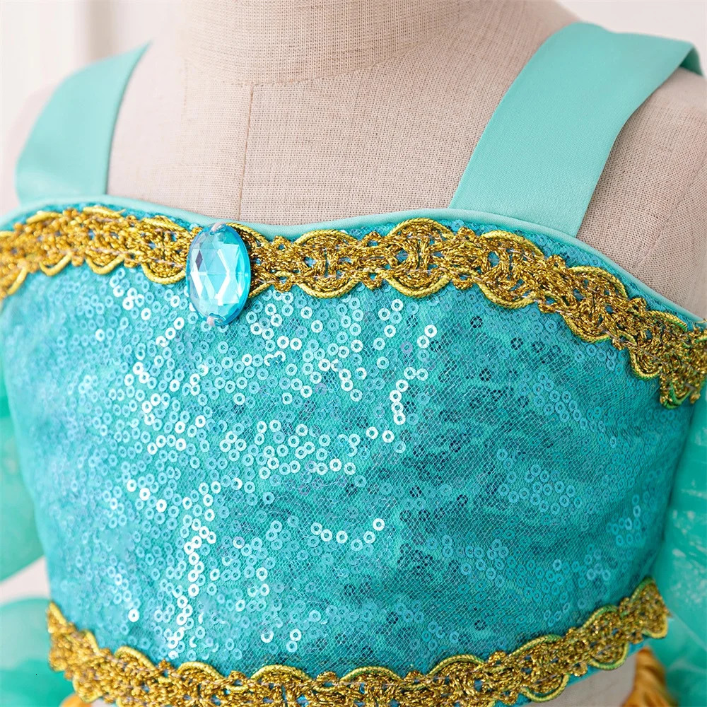 Baby Girls Jasmine Princess Dresses Girl Cosplay Party Dress Toddler Birthday Baptism Tulle Gown Kids Christmas Pageant Costumes 250715