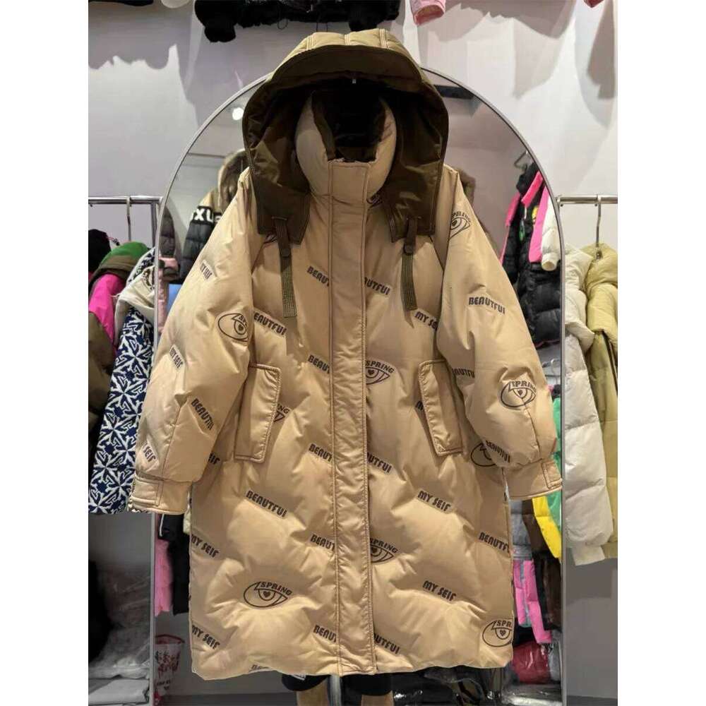 Winter White Duck Hooded Down Jackets New Thickened Warm Cotton Coat Fashion Loose Long Sleeves Parkas Jacket MDNG