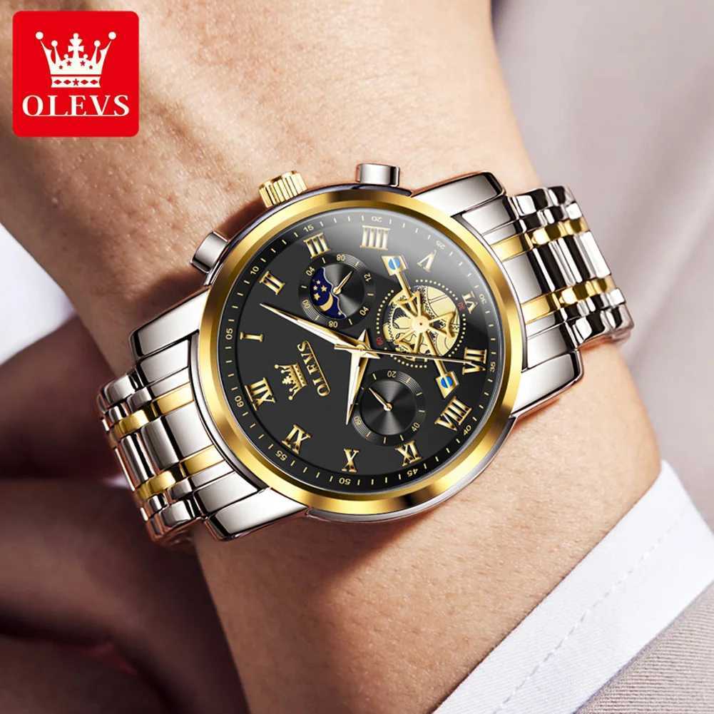 OLEVS Top Brand Mens Watches Classic Roman Scale Dial Luxury Wrist Watch for Men Original Quartz Waterproof Luminous Male Watch W250718