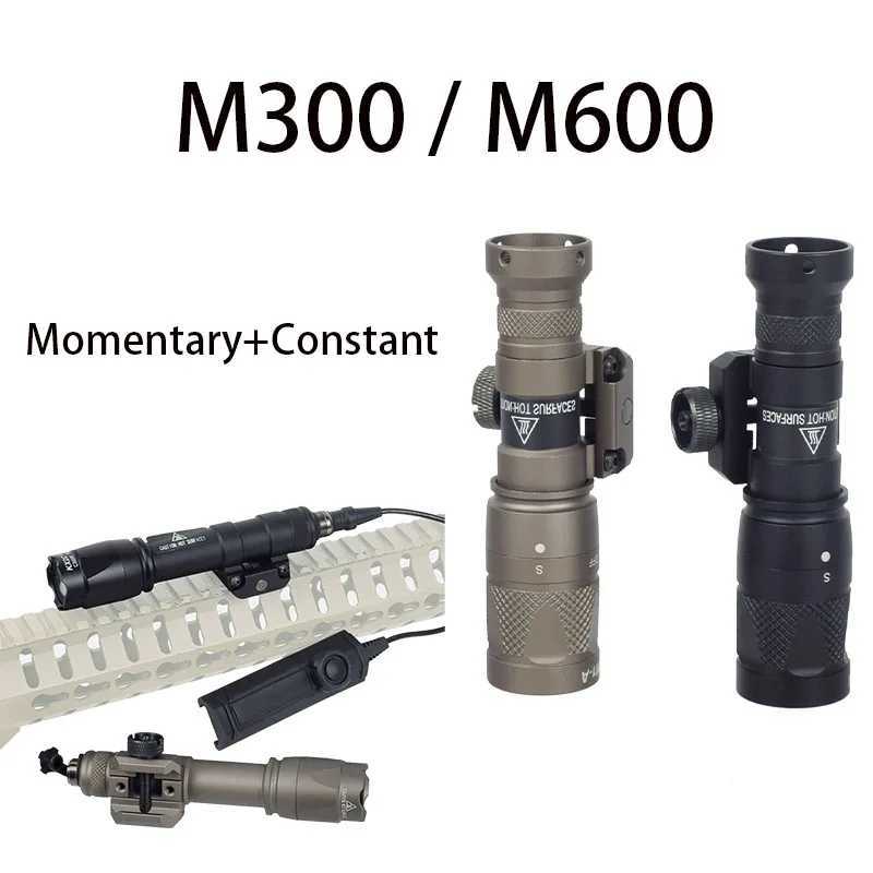 Tactical M600 M300B M300A Airsoft Weapon Flashlight Hunting Scout Torch Rif AR15 Gun D Light Button Red SwitchXJ250718