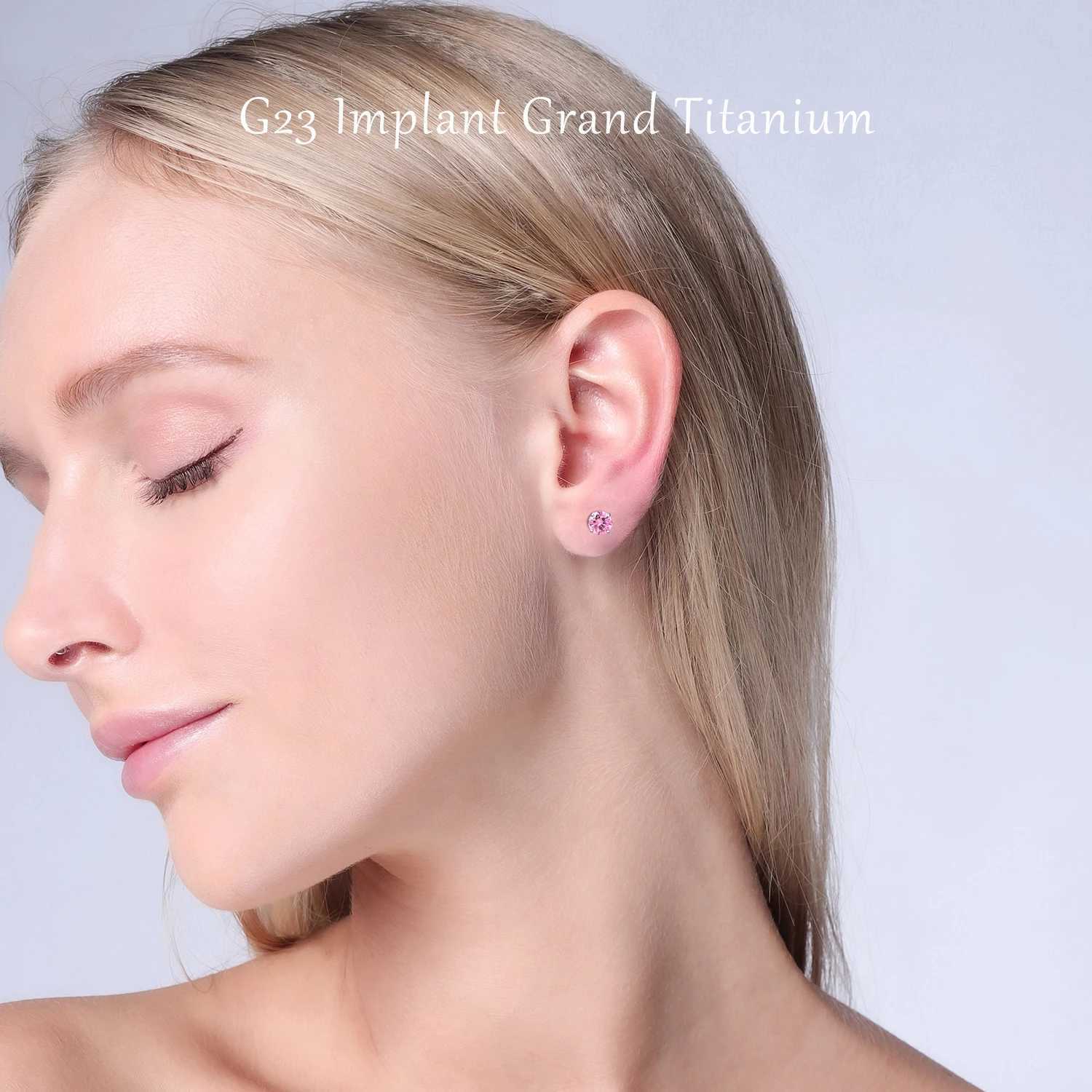 23 Titanium Hypoallergenic Cubic Zirconia Tiny Stud Earrings Nickel Free for Sensitive Ears Women Teen GirlsXJ250718