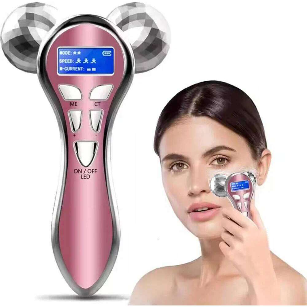 4D Face Massager Roller Microcurrent Vibration Facial V Lifting Massage Devices Beauty Skin Care Tool For Neck Eye Body