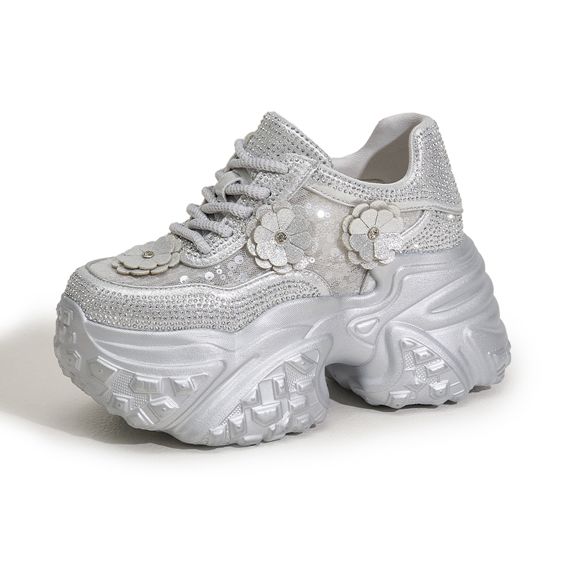 Dad Shoes - Women's Thick-soled High-heel Shoes for Summer 2025 - Best-selling Style with Glitter and Hollow Design - Breathable Mesh Upper - Ver