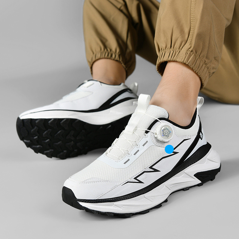 2025 Spring Summer Large Size Rotating Buckle Mesh Sports Men's Running Fashion Casual Versatile Breathable Trendy Shoes