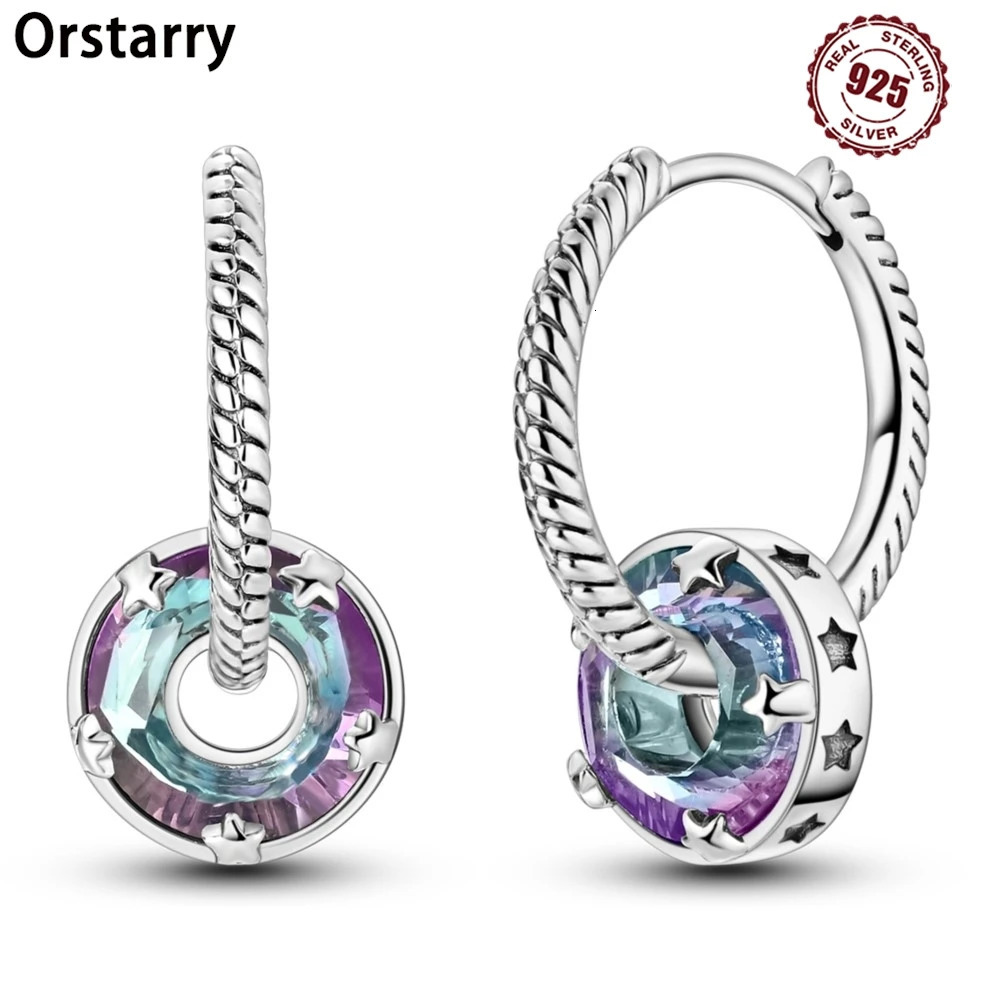 Orstarry 925 Sterling Silver Crystal Circular Eardrops Drop Earring Earrings Charm Fashion Versatile Party Jewelry Gifts 250715