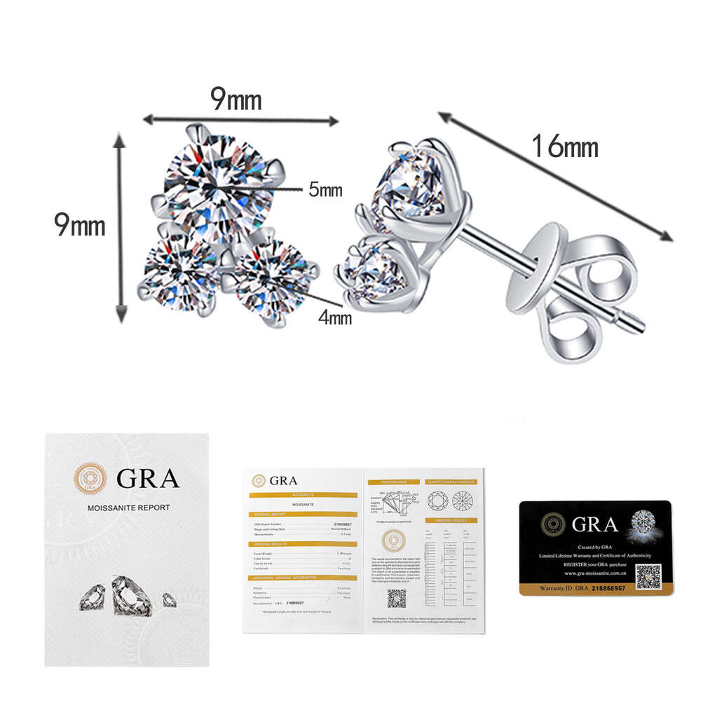 D Color Moissanite S Sterling Sier Stud Exquisite Korean Style Irregular Earrings for Women c2f