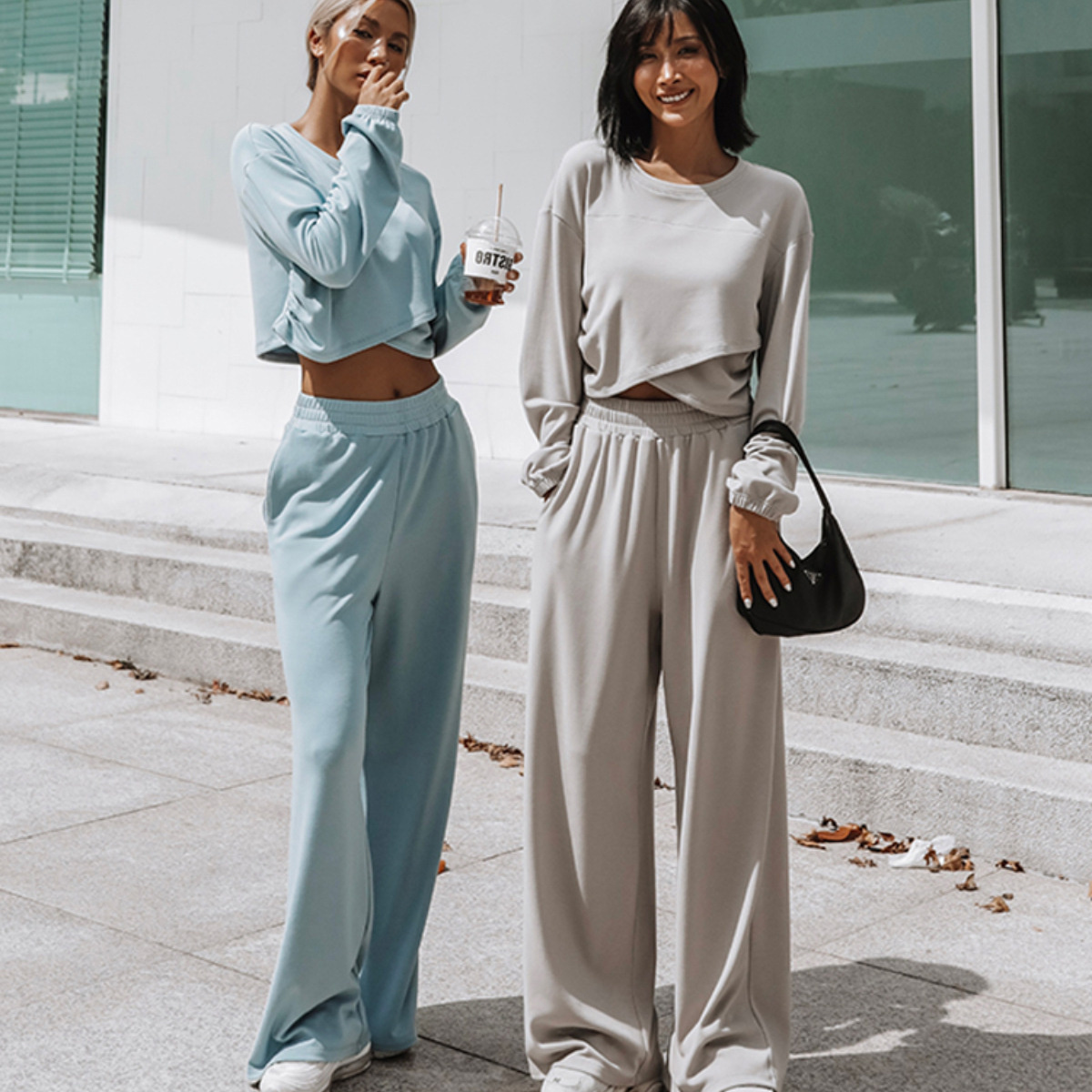 new Free shipping designer hoodie for women Sports fashion casual minimalist hooded sweatshirt set two-piece set