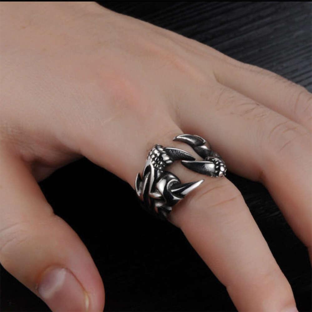 New Men's Bold Open Dragon Claw Halloween Skull Rock Ring Jewelry