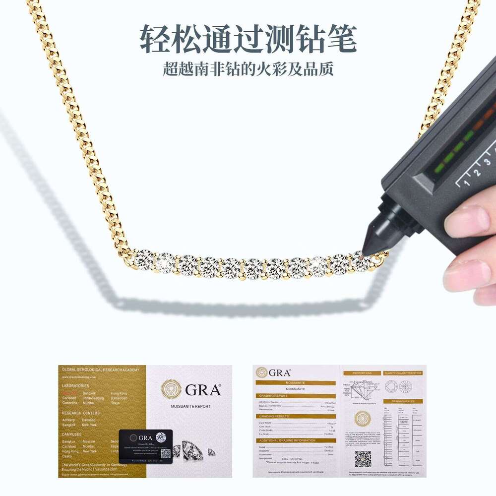 Fashion Design Sense Light Smile Necklace Moissanite Sterling Sier Gold-Plated Row Dia Pendant New Model