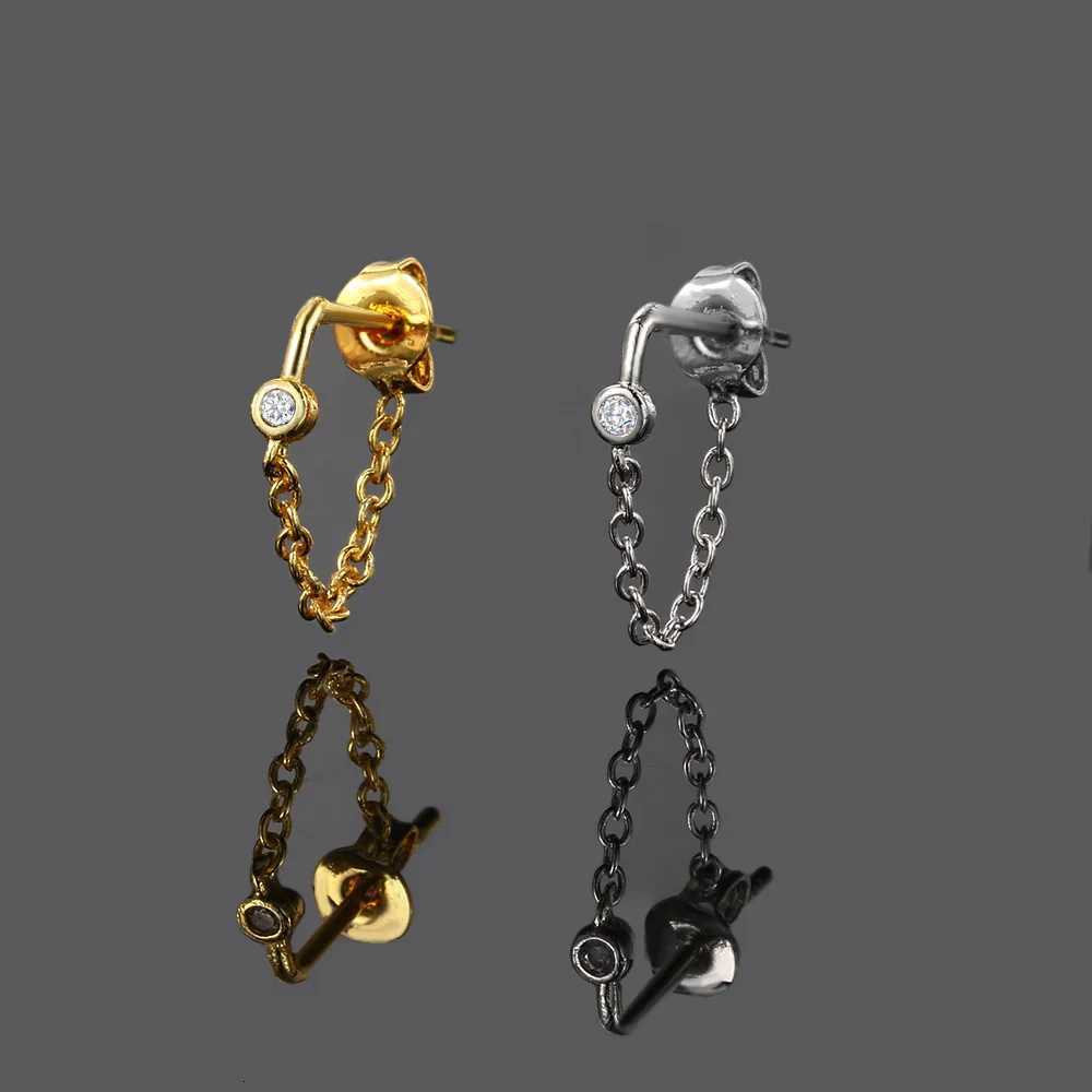 Ear Lobe Helix Hoop Chain Piercing Earrings Zircon Gold Color Tragus Rook Ear Cartilage Accessories Women Jewelry Gift Wholesale XJ250718