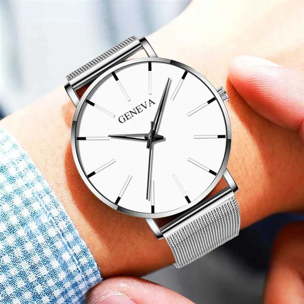 Fashion Ultra-thin Men Business Watches Steel Mesh Band Males Quartz Watch Relogio Masculino W250718