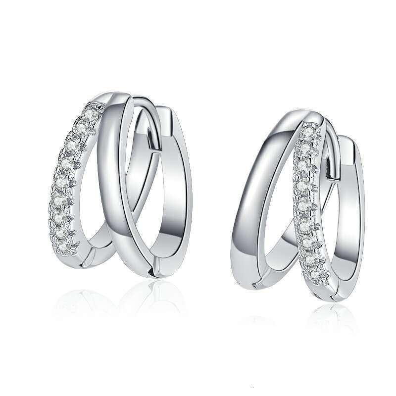 S Pure Sier Full Dia French Design Earrings 15 Points D Color Moissanite Studs 81b