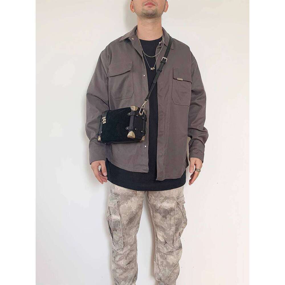 Suede Box Unisex Motorcycle Rivet Square Niche Design Handbag Crossbody Bag For Women