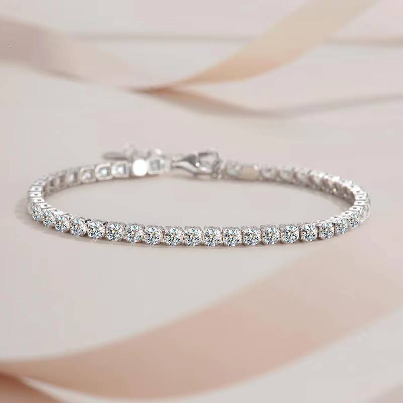 Toderi Jewelry Wholesale 925 Silver Moissanite Tennis Bracelet With Fashion 18K White Gold Adjustable Tennis Bracelets for Women