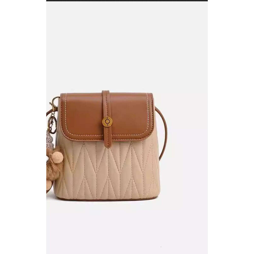 Leather Bag Bucket Bag Tote Bag Women New Color Block Vertical Small Square Single Shoulder Bucket Crossbody Phone Bag