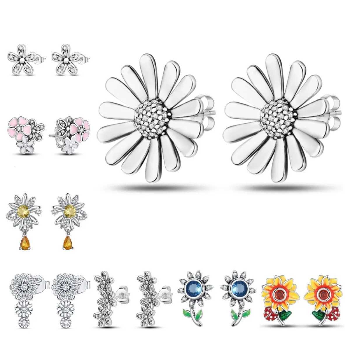 925 Silver Ear Jewelry Sunflower Flowers Plants Design Stud Earrings Trendy Female Luxury Fine Engagement Wedding Earring XJ250718