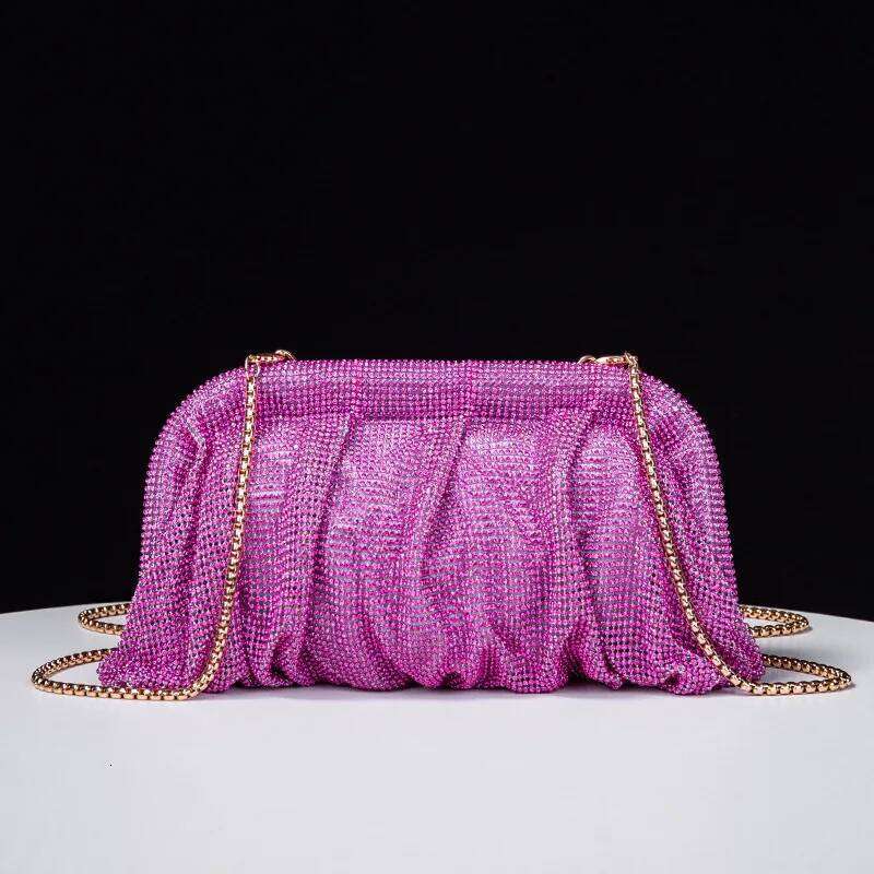Shiny Rhinestone Evening Clutch Bags Women New Folds Crystal Clip Purses and Handbags Designer Wedding Party Quality 2023
