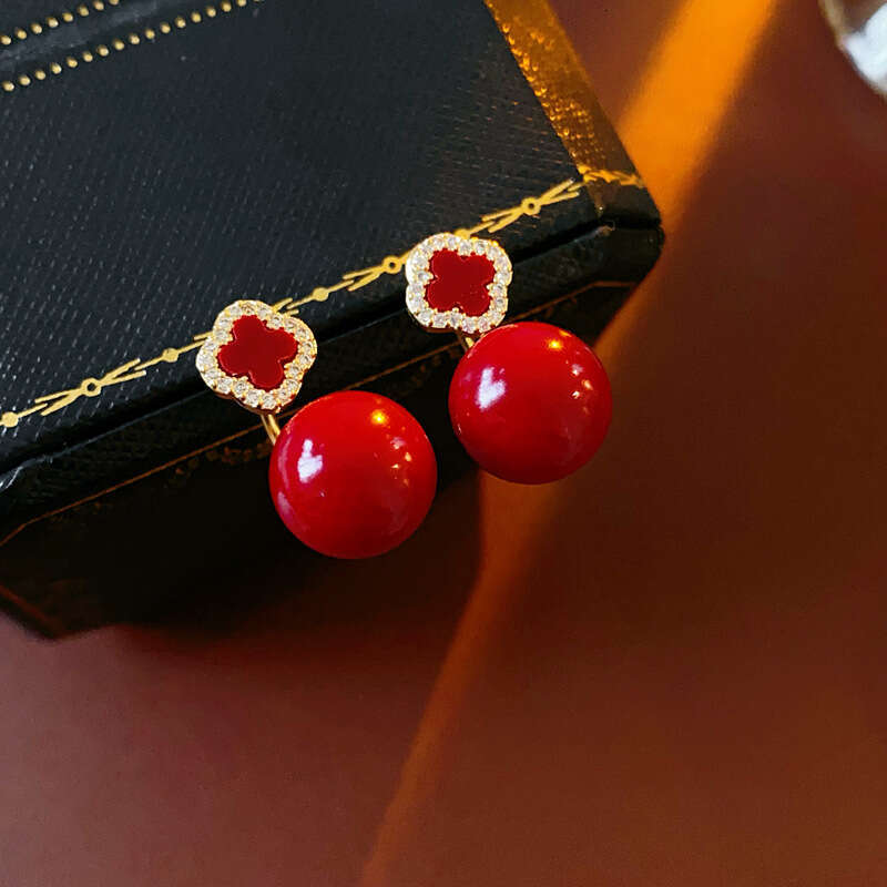 Real Gold Plated Sier Needle Flower Round Ball Fashion Two-Way Wear Versatile High-End Elegant Earrings