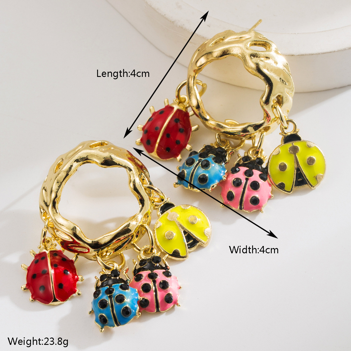 New Creative Personality Exaggerated Pearl-Studded Bee Alloy Oil-Drip Seven-Color Insect Earrings S Sier Needle Ear Jewelry ddmythur