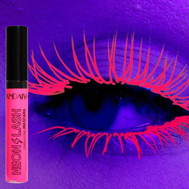 Party Colorful Fluorescent Mascara Lasting Waterproof Luminous Mascara Holiday Eye Makeup Yellow Pink Eyelashes Glow in The Dark 250717