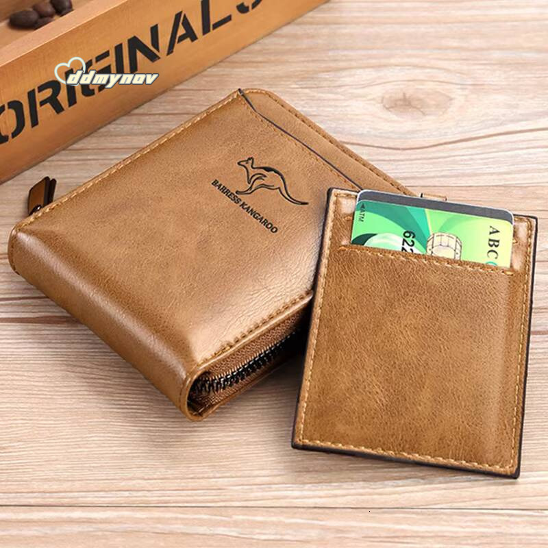 Leather Wallet for Men Fashion Cardholder Luxury Designer Purse with Zipper Card Holder Short Money Bag Man Gift Mens ddmynov