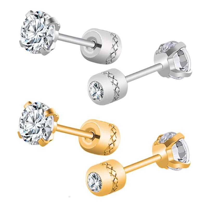 2 Piece Medical Stainless Steel Crystal Zircon Ear Studs Earrings Tragus Cartilage Hypoallergenic Screws Piercing Jewelry XJ250718