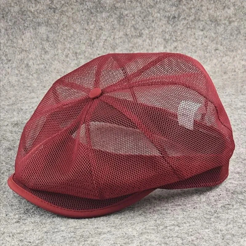 2024 Spring Summer Cool Mesh Beret Octagonal Hat Women Dad Ivy Cap Man Big Size sboy Caps M L XL 250712