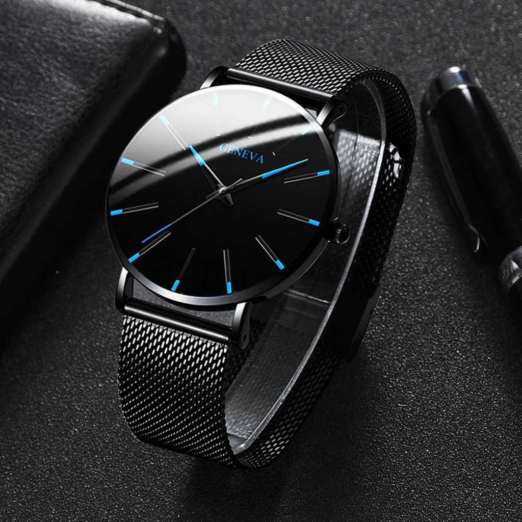 Fashion Ultra-thin Men Business Watches Steel Mesh Band Males Quartz Watch Relogio Masculino W250718