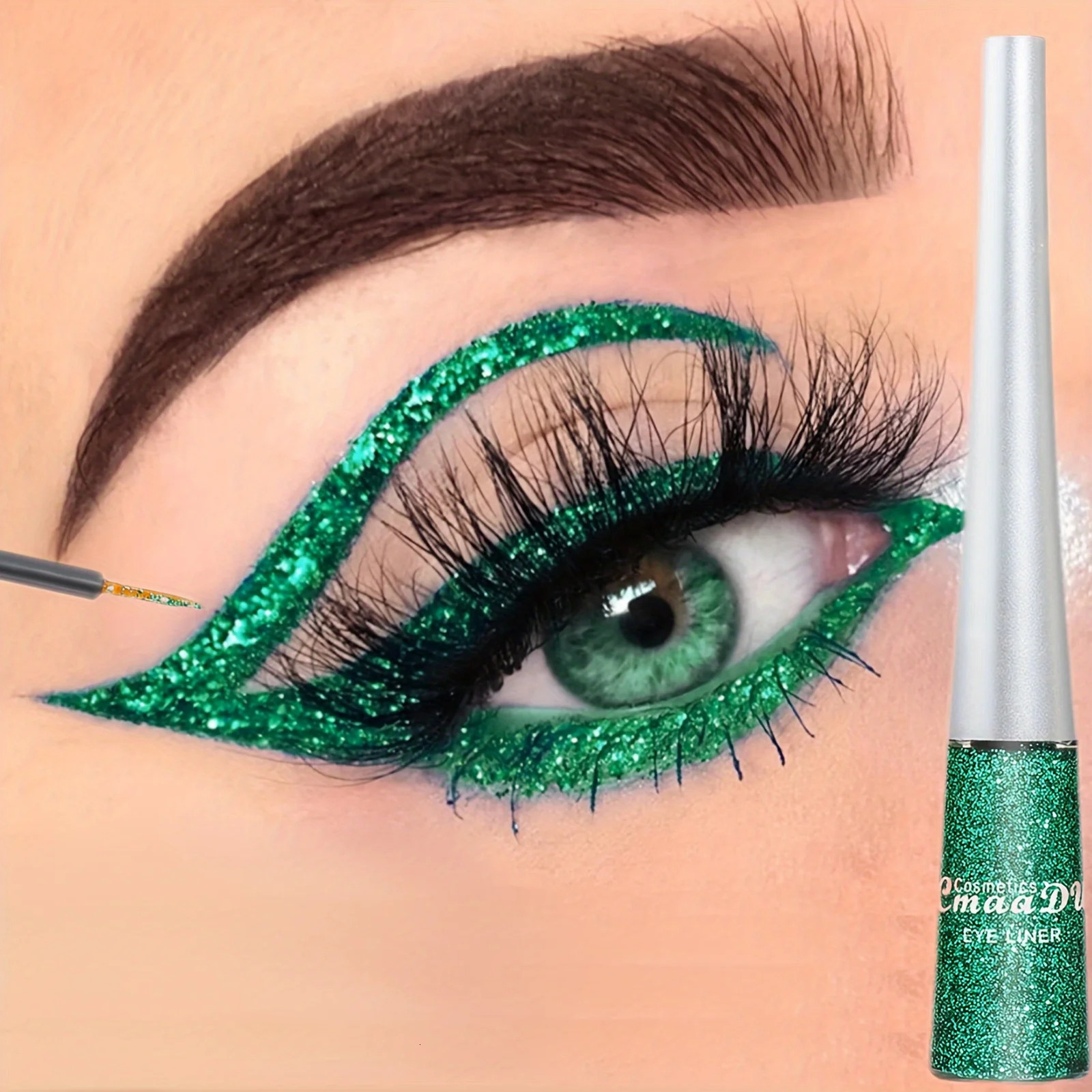 Long-Lasting Liquid Eyeliner Pen - Shimmer in Silvery Green Blue | Waterproof Smudge-Proof Makeup 250717