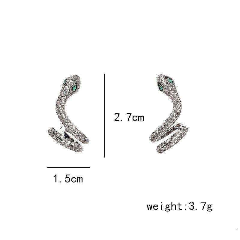 Integrated Cuff Earrings Personality Design Sense of Minimalist Style Micro Inlaid Snake Clip Studs Ear Jewelry