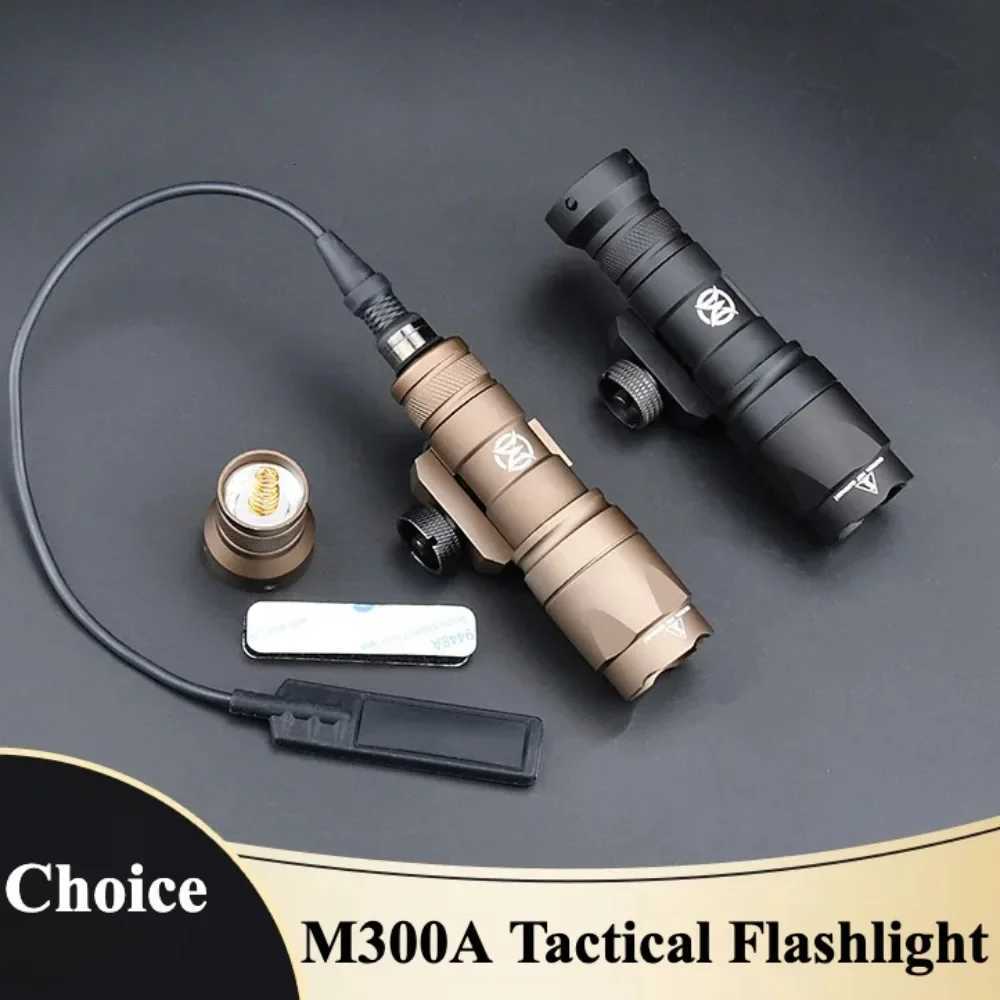 300A Weapon Gun Light Scout Tactical D Flashlight Dual Function Pure Switch Hunting Spotlight Fit 20mm Rail XJ250718