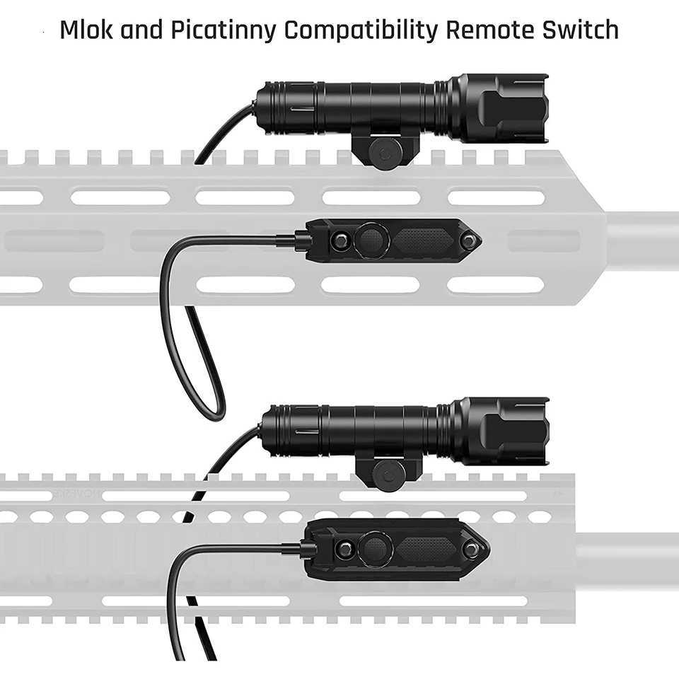 1200 Lumen Tactical Flashlight Matte Black Aluminum D Weapon Light with Mlok System Red Dot Red Switch for Picatinny Rail XJ250718