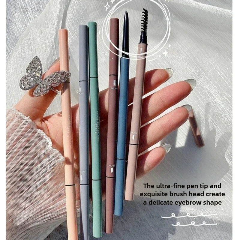 Waterproof Smooth Double-Head Eyebrow Pencil 6 Colors with Brush Sweatproof Gel Tattoo Cosmetic Stick for Perfect Brows 250712