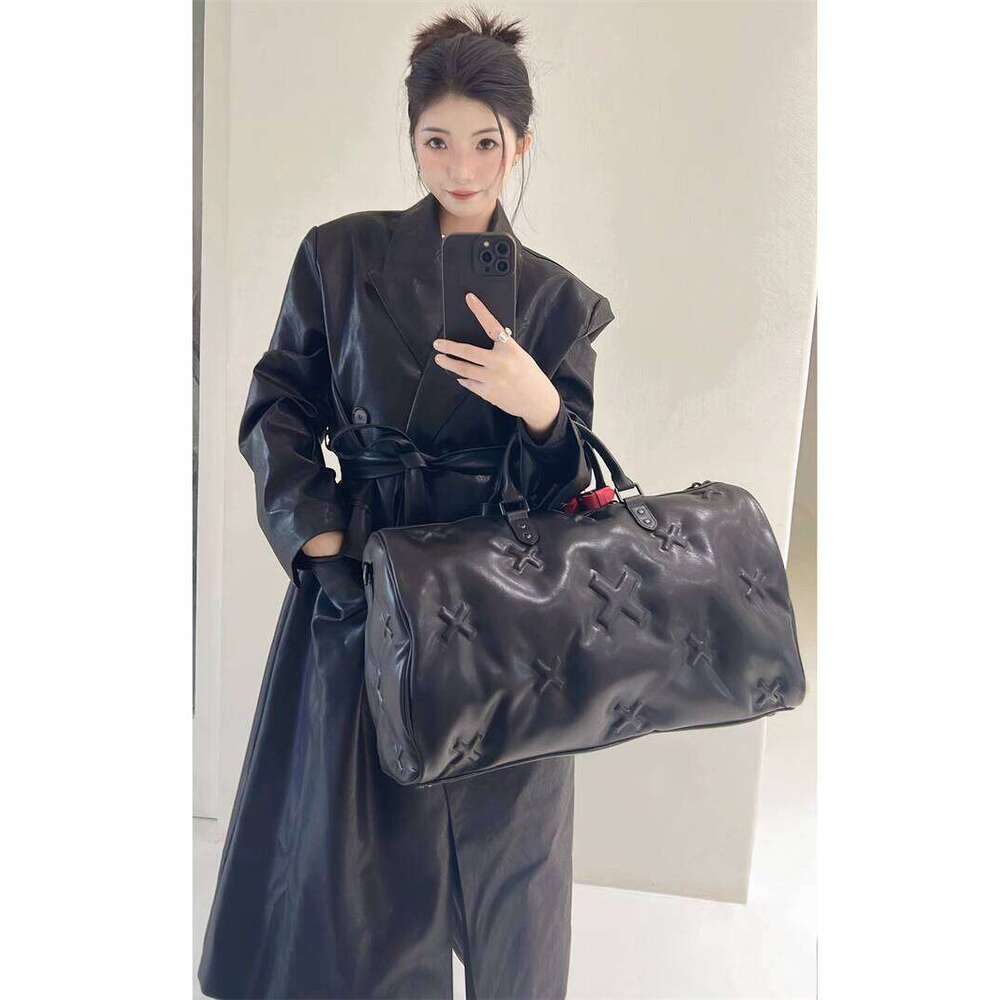 Soft Leather Cloud Travel New Carry On Luggage Handbag Gym Down Cotton Filled Boston Pillow Bag