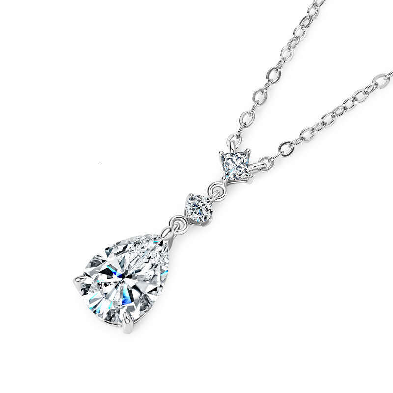 D Color Moissanite Water Drop Pendant Ocean Heart Niche High-end Feel S Pure Sier Necklace