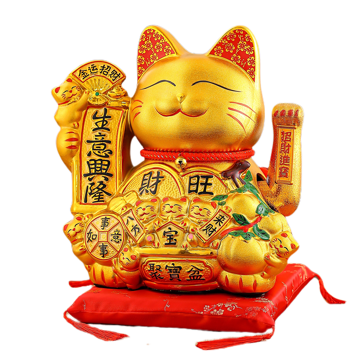 Modern Ceramic Good Fortune Cats with Gold Plated Finish - Perfect for Interior Decorating Electric shaking hand Handmade Painting
