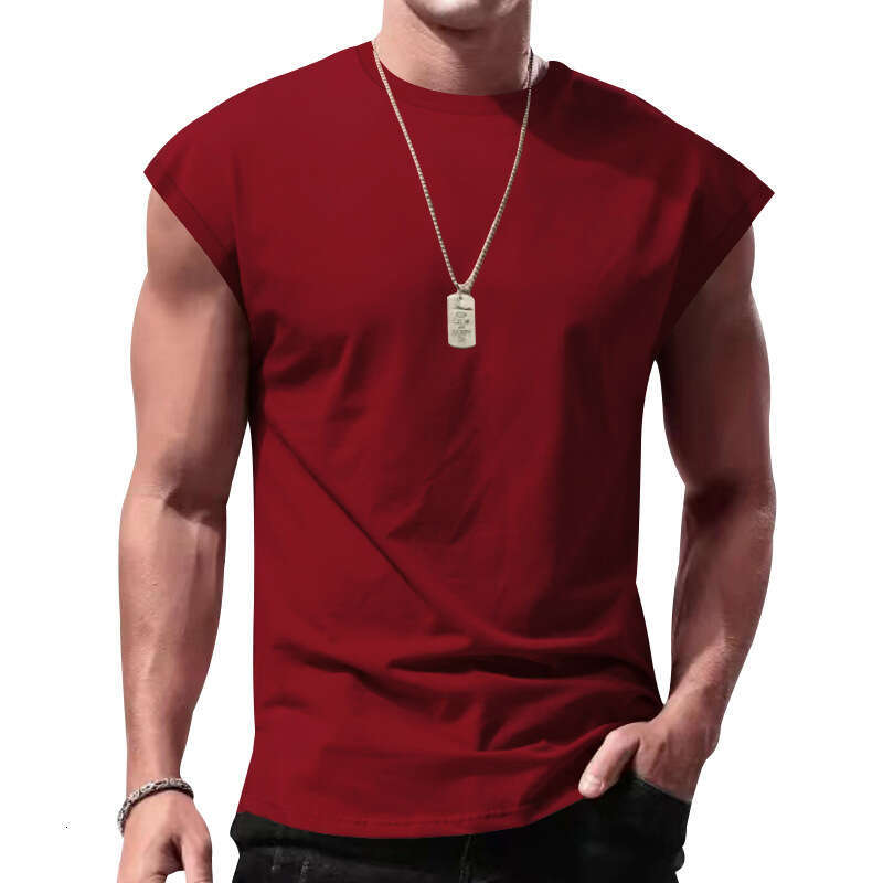 Cross-Border New Sleeveless T-Shirt Summer Casual Sports Loose Men's Short Sleeve Base 2025 Shirt Men