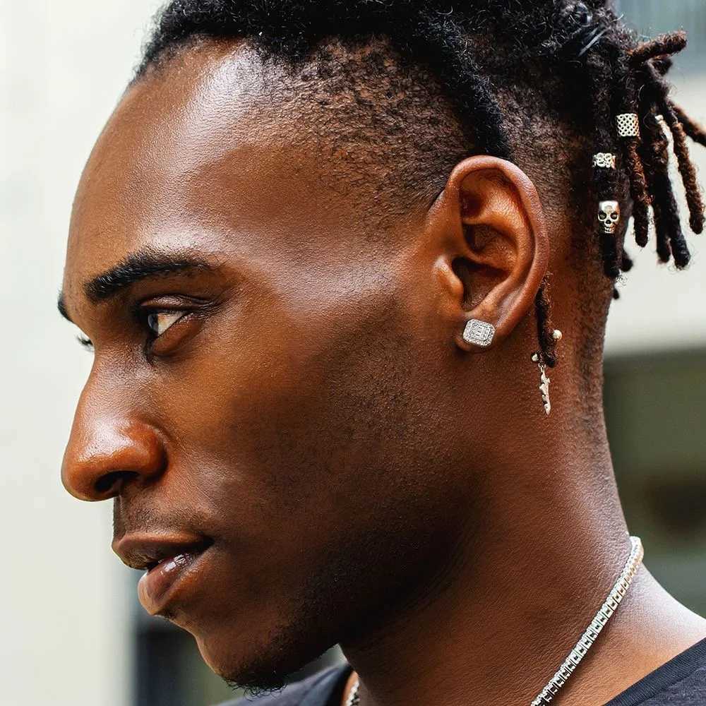 Hip Hop Rock Ear Stud Earrings for Men Iced Out Cubic Zirconia Bling Cartilage Accessories Mens Hippie Jewelry Wholesale OHE143 XJ250718