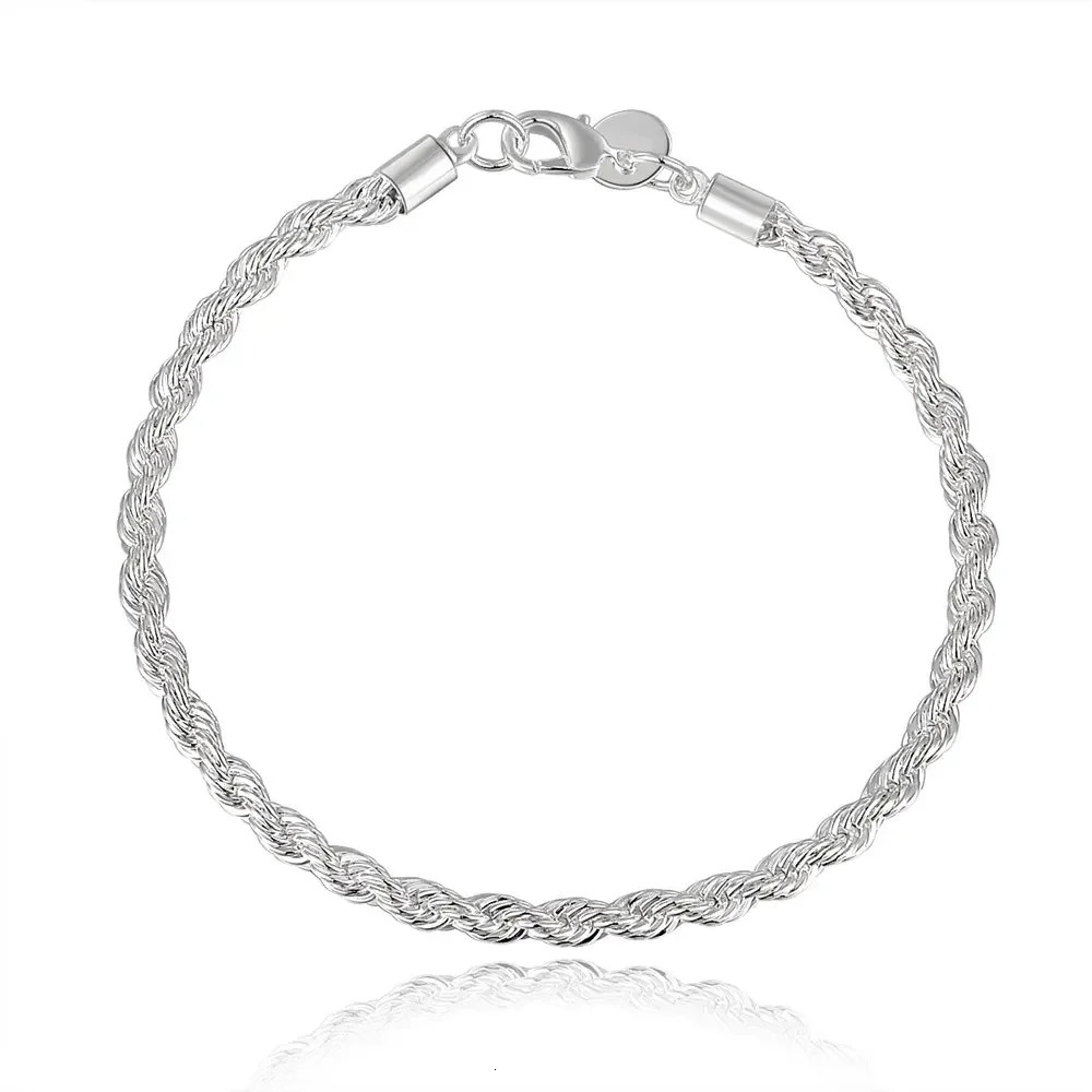Charm 925 sterling silver Accessories Men 4MM 40-60cm 2PCS Rope Chain Necklace Bracelet Women Fashion Wedding Gift Jewelry 250715