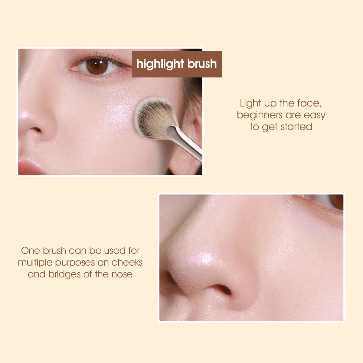 IMAGIC 1Pc Highlighting Blush Brush Black Single Makeup Soft Professional High Quality Multifunction Cosmetic Beauty Tool 250714