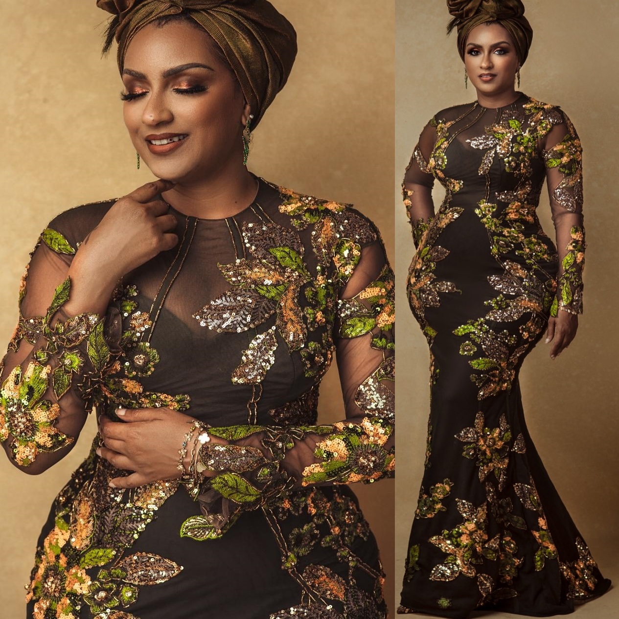 Brown Mermaid Prom Dresses 2025 Sequined Lace Sheer Neck Sparkly Evening Formal Party Second Birthday Engagement Gowns Plus Size Dress For Special Occ