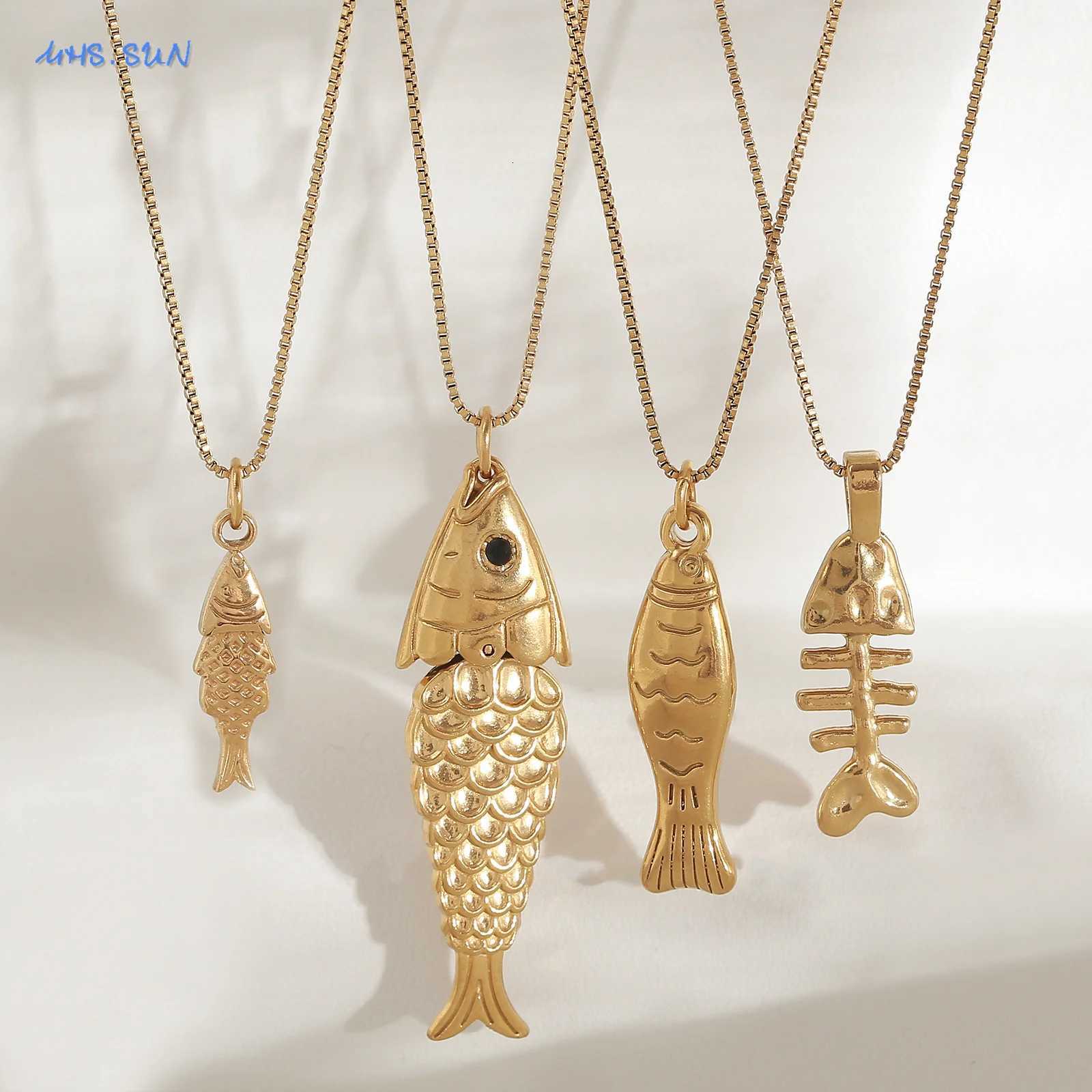 100% Authentic Trendy Stainless Steel Gold Plated Small Fish Pendant Necklaces For Women Men Waterproof Summer Beach Party Jewelry W250718